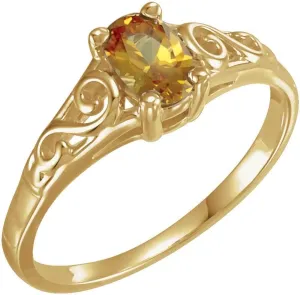 14k Yellow Gold November Small Imitation BirthStone Fashion Ring Fine Jewelry For Women Gifts For Her, Size 5