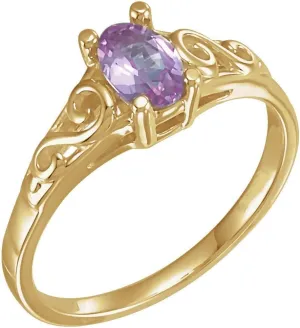 14k Yellow Gold October Small Imitation BirthStone Fashion Ring Fine Jewelry For Women Gifts For Her, Size 5