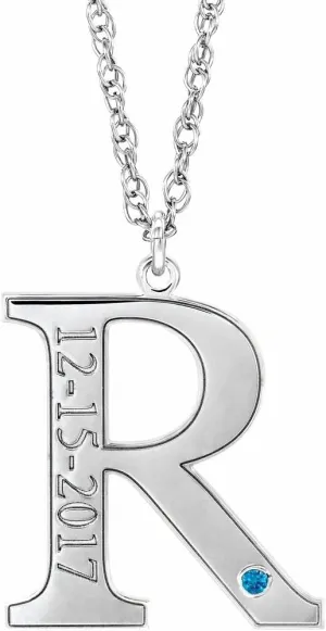 14k Yellow Gold Round Shape Plated Sterling Silver Round Shape October Engraveable Birthstone Letter "A" Initial Personalized Necklace Fine Jewelry for Women Gifts for Her (18x18mm), 18"