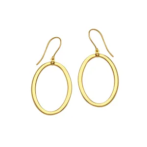 14K Yellow Gold Shiny Oval Drop Earrings