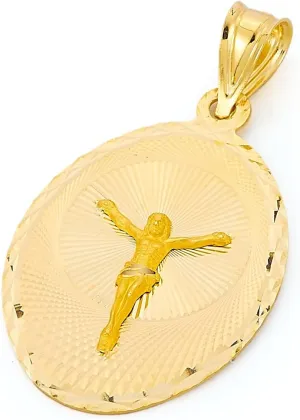 14k Yellow Gold Stamp Religious Jesus Christ Charm Pendant