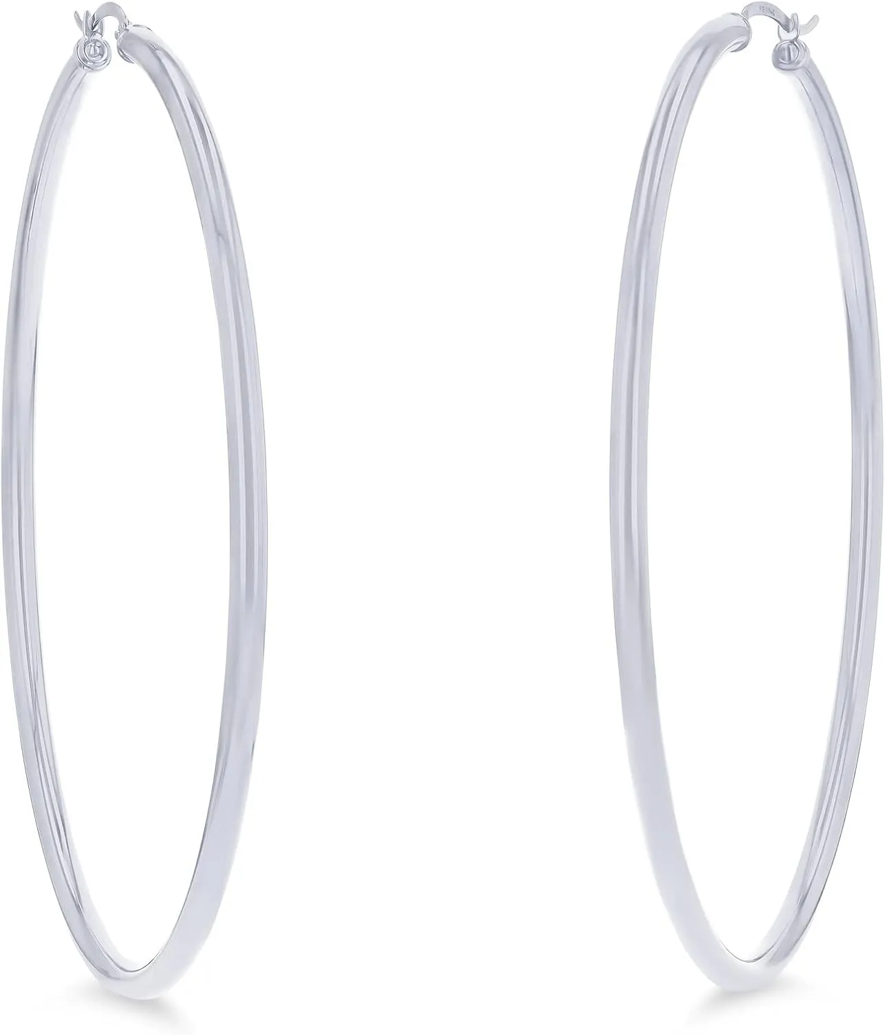 14k Yellow or White Gold 3mm Solid Polished Round Hoop Earrings for Women | 3mm Thick | Classic Style | Hoop Earrings | Secure Click-Top | Polished Earrings, 15mm-90mm