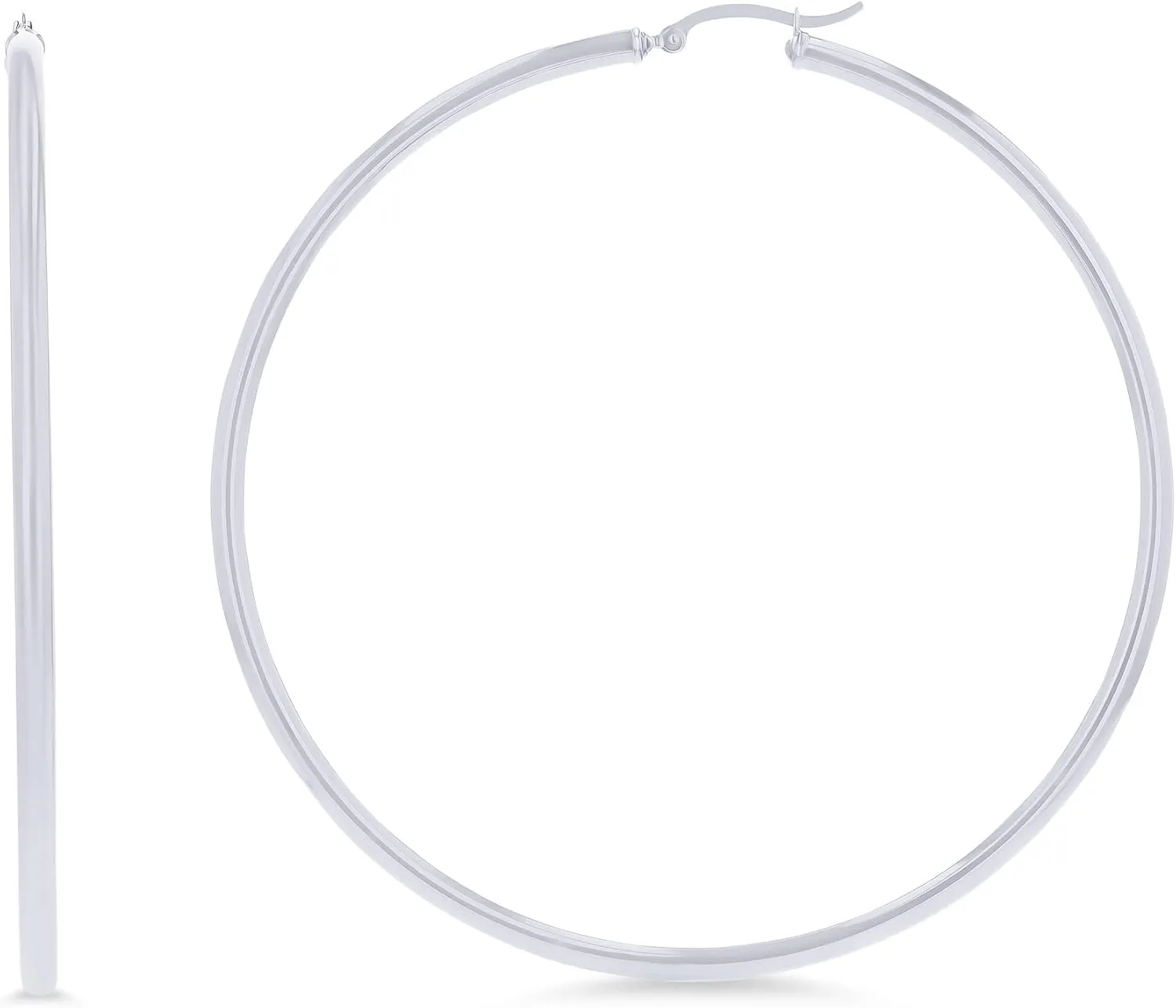 14k Yellow or White Gold 3mm Solid Polished Round Hoop Earrings for Women | 3mm Thick | Classic Style | Hoop Earrings | Secure Click-Top | Polished Earrings, 15mm-90mm