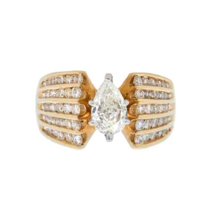 14K Yellow Pear Diamond 2.15Ct Contemporary Engagement Ring