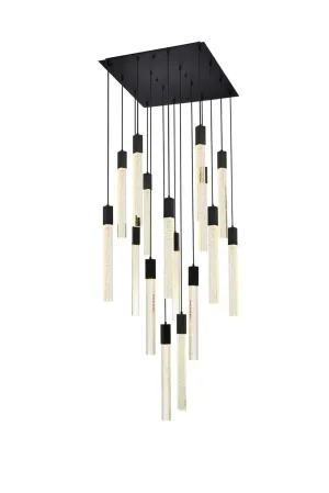 16 Light Pendant from the Weston Collection in Black Finish by Elegant Lighting