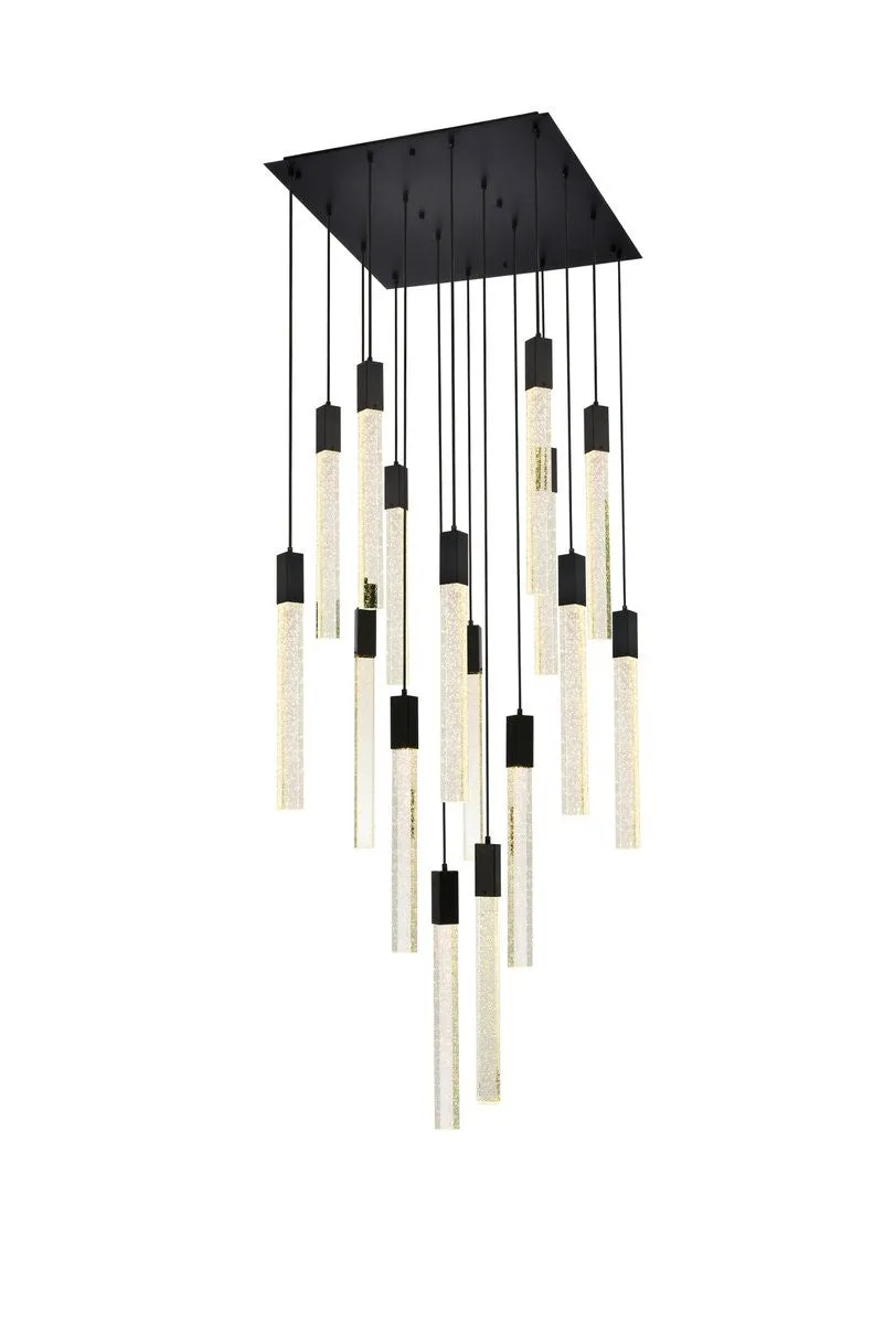 16 Light Pendant from the Weston Collection in Black Finish by Elegant Lighting