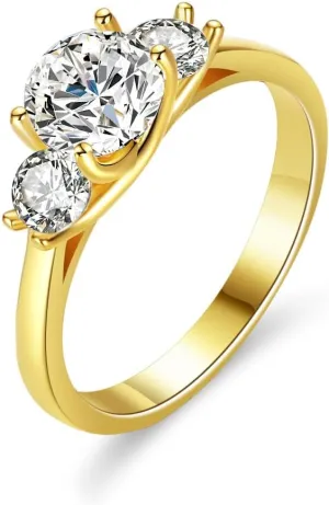1.60 Carat VVS1 D-Color Three-Stone Diamond Engagement Ring Set in Luxurious 14k Yellow Gold - A Celebration of Your Unique Love Journey