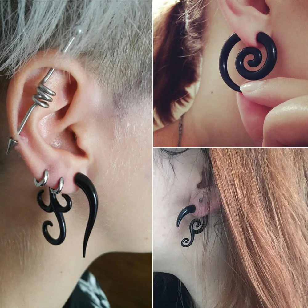 16g Graceful Tribal Spiral Fake Gauges Acrylic Ear Tapers Fake plugs Horn stud earrings