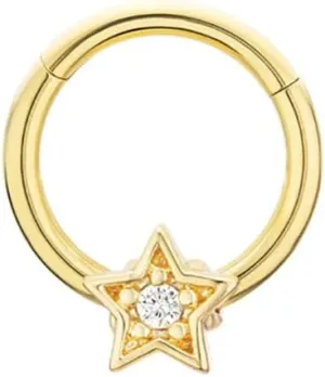 16G S925 Sterling Silver Septum Rings for Women 18K Gold Plated CZ Star Horseshoe Nose Rings Conch Helix Daith Cartilage Hoop Earrings Body Piercing Jewelry