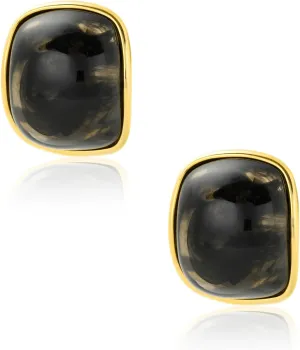 18K Gold Chunky Button Shape Earrings for Women, 18K Gold Plated Resin Studs,Resin Small Studs with 18K Gold BackHypoallergenic and lightweighted