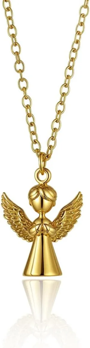 18K Gold Custom Necklace with 3D Carving Personalized Name Pendant Necklace Guardian Angel Cute Cat Dogs Chickens Pendant Necklace