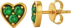 18K Gold Plated 3-Stone Zirconia Halo Stud Earrings - Premium Cubic Zirconia Jewelry for Women