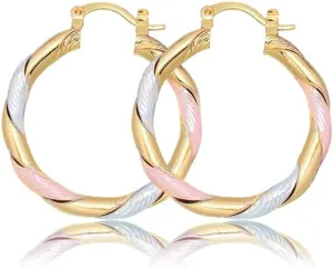 18K Gold Plated Enamel Hoop Earrings for Women - Colorful Round Fashion Jewelry - Simple Chic Statement Earrings