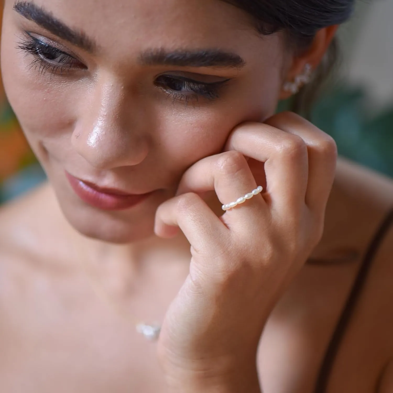18K Gold Plated Freshwater Cultured Pearl Ring Gold Knuckle Rings Two Pearls Open Midi Ring Open Cuff Wrap Band