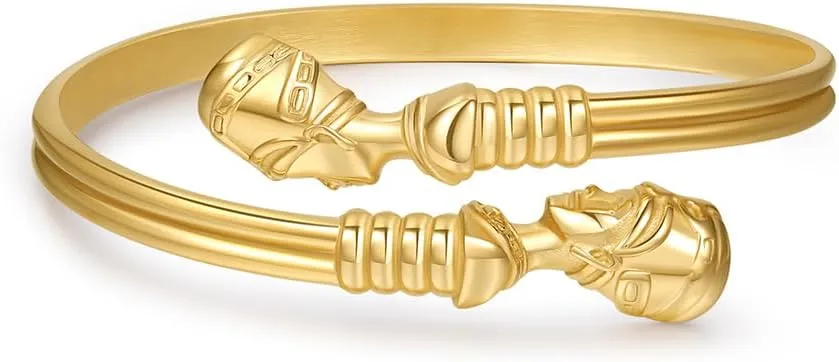18K Gold Plated Stainless Steel Bracelets for Men - Roman Numeral Bracelet Luxury Crown King Twisted Cuff Bracelet Set Men Cable Bangle Bracelets Set