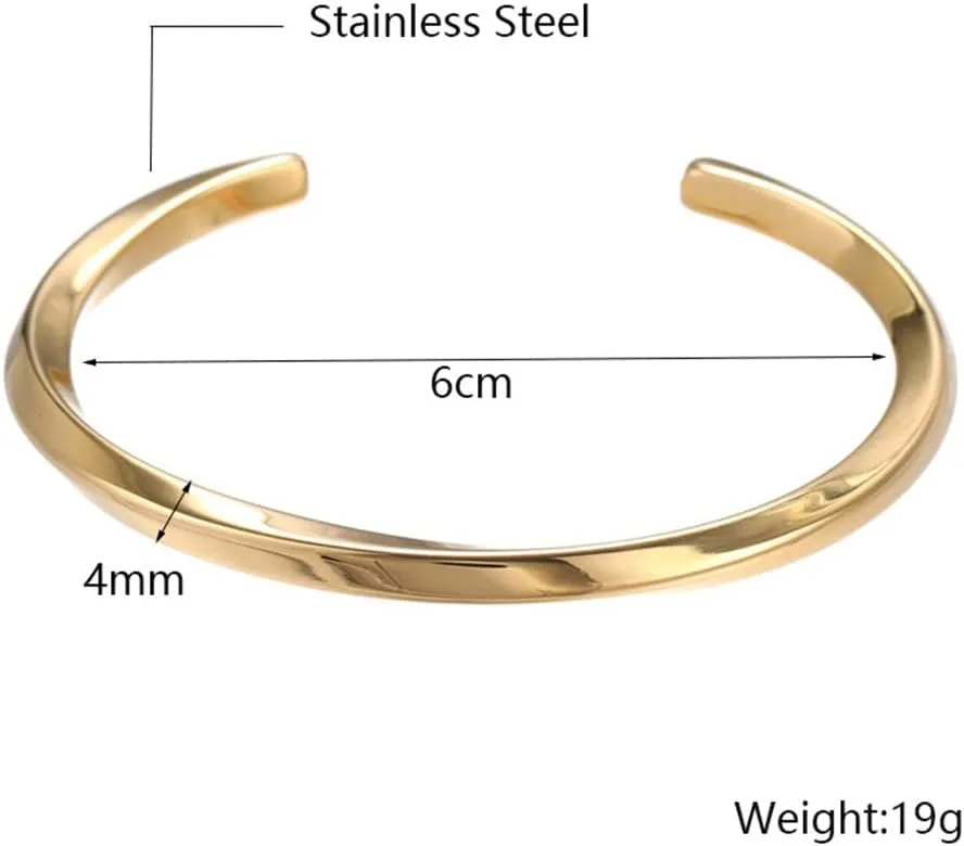 18K Gold Plated Stainless Steel Bracelets for Men - Roman Numeral Bracelet Luxury Crown King Twisted Cuff Cable Bangle Bracelets Set