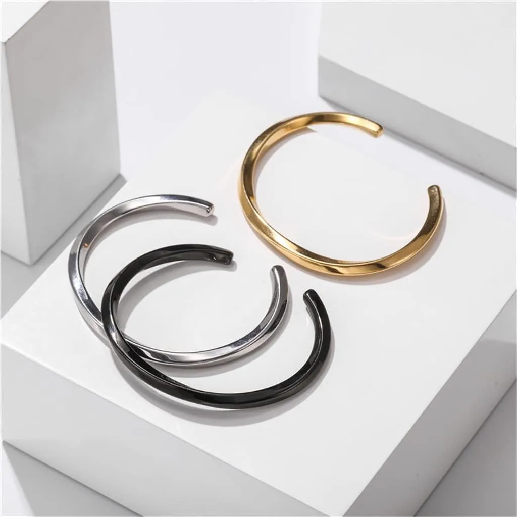 18K Gold Plated Stainless Steel Bracelets for Men - Roman Numeral Bracelet Luxury Crown King Twisted Cuff Cable Bangle Bracelets Set