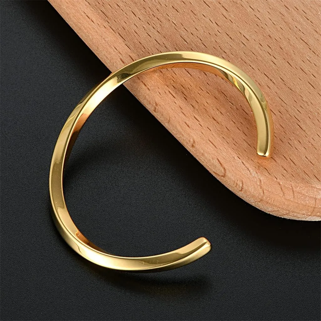 18K Gold Plated Stainless Steel Bracelets for Men - Roman Numeral Bracelet Luxury Crown King Twisted Cuff Cable Bangle Bracelets Set