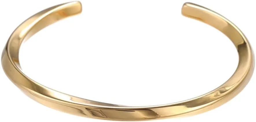 18K Gold Plated Stainless Steel Bracelets for Men - Roman Numeral Bracelet Luxury Crown King Twisted Cuff Cable Bangle Bracelets Set