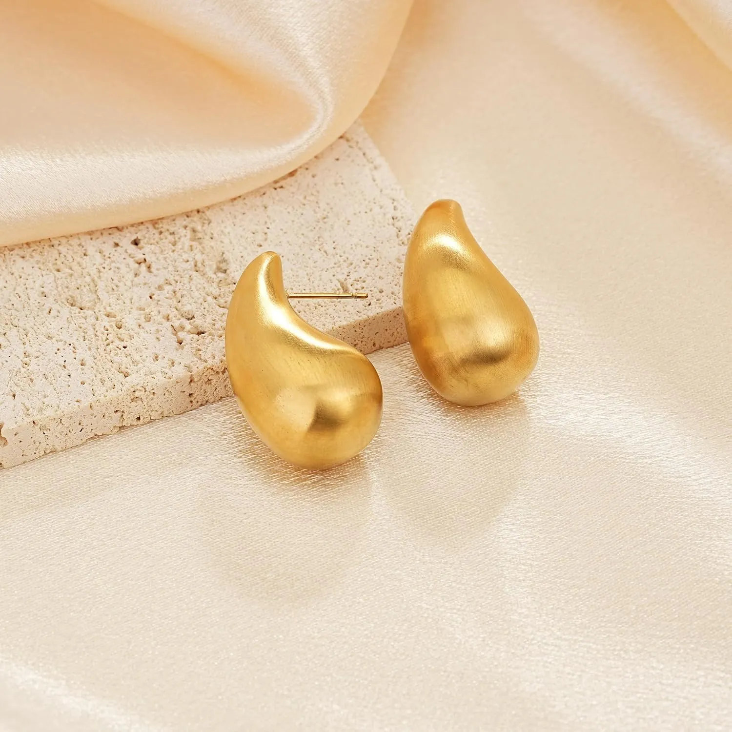 18K Gold Plated Teardrop Earrings for Women - Hypoallergenic Chunky Stud Earring,Perfect for Everyday Wear & Special Occasions Trendy Jewelry Gifts