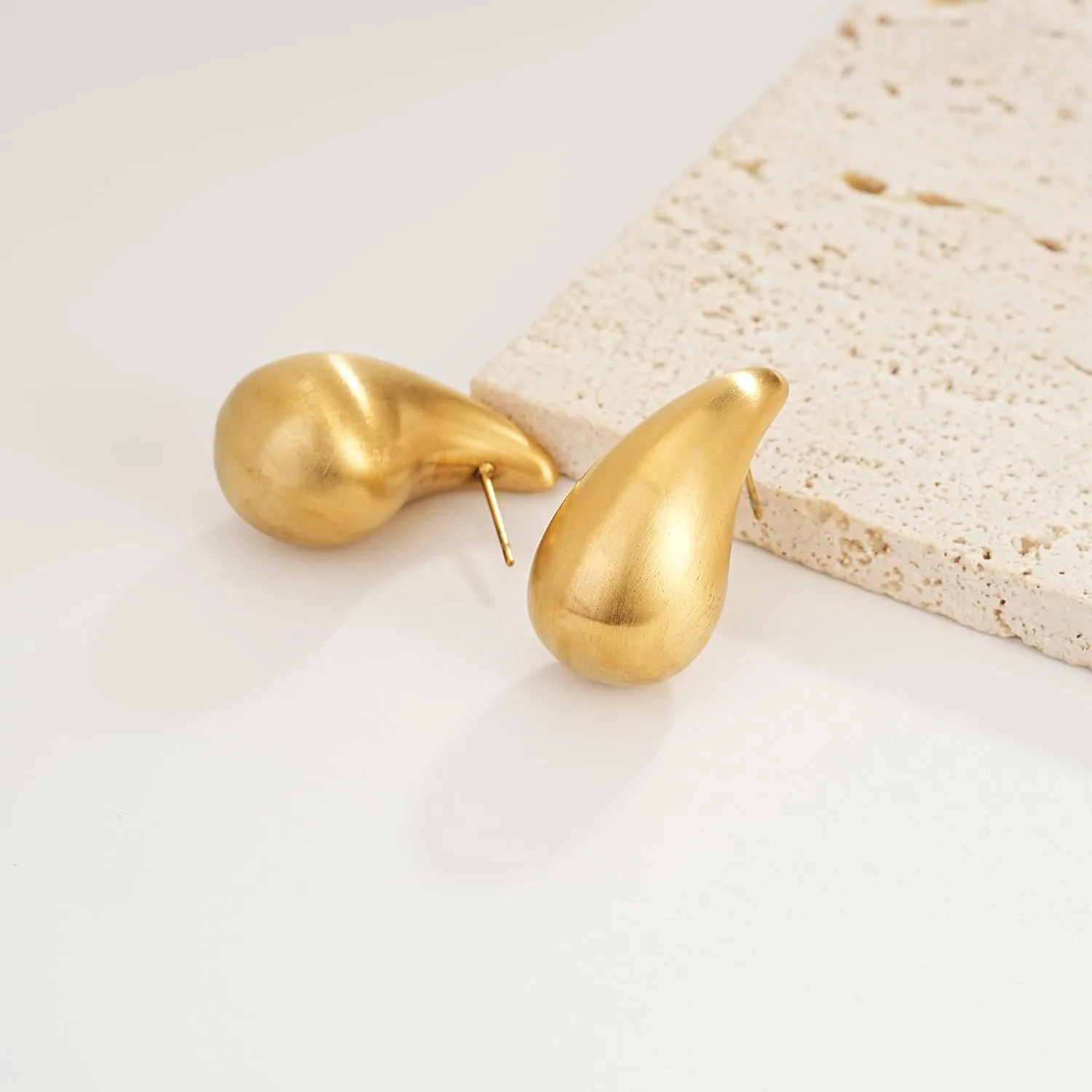 18K Gold Plated Teardrop Earrings for Women - Hypoallergenic Chunky Stud Earring,Perfect for Everyday Wear & Special Occasions Trendy Jewelry Gifts