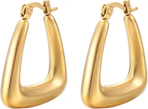 18K Gold Plated Twisted Chunky Gold Hoop Earrings Rope round trendy for Women Christmas Gift