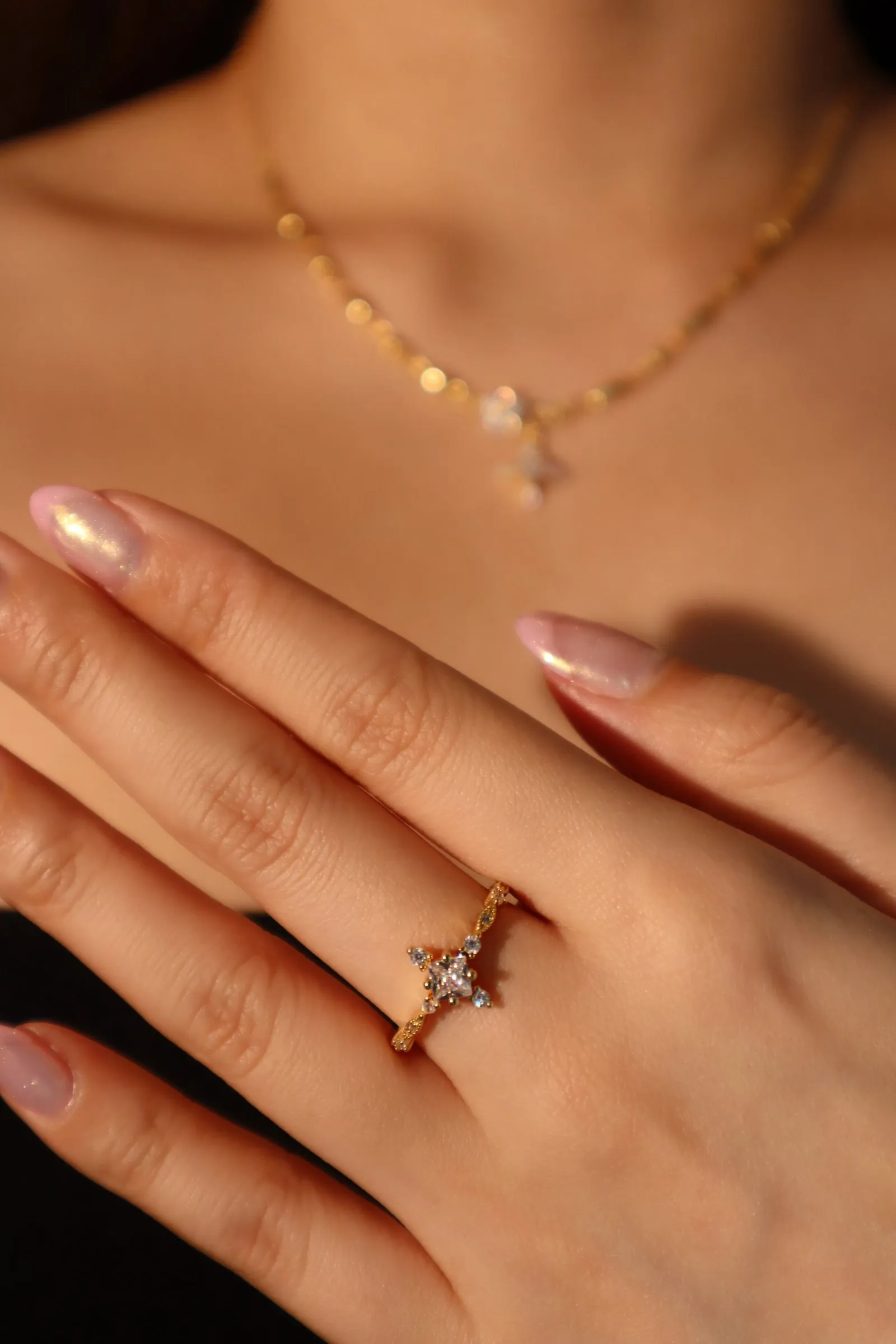 18K Real Gold Plated Diamond Cross Ring
