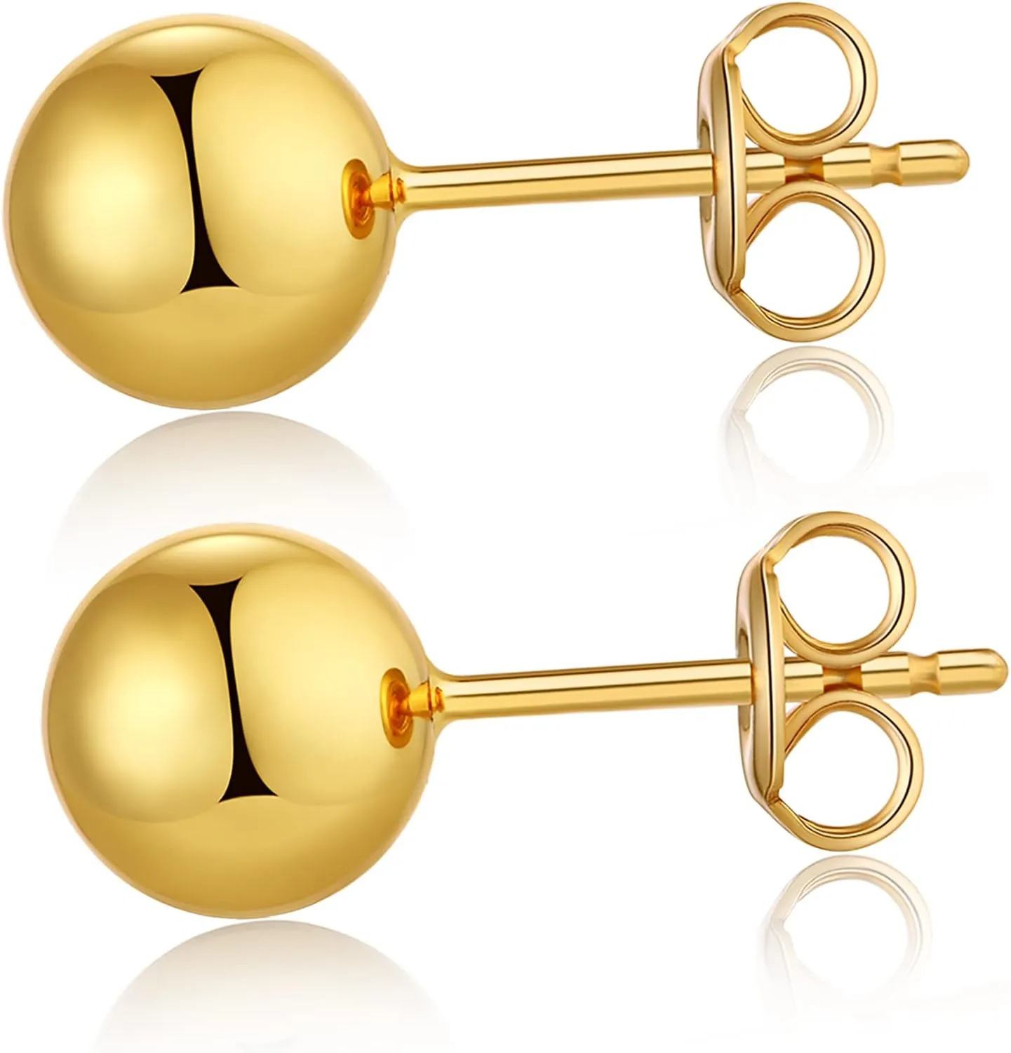 18k White Gold Plated Ball Earrings Polished Ball Stud Earrings 925 Sterling Silver Ball Stud Earrings Hypoallergenic Ball Earrings Studs