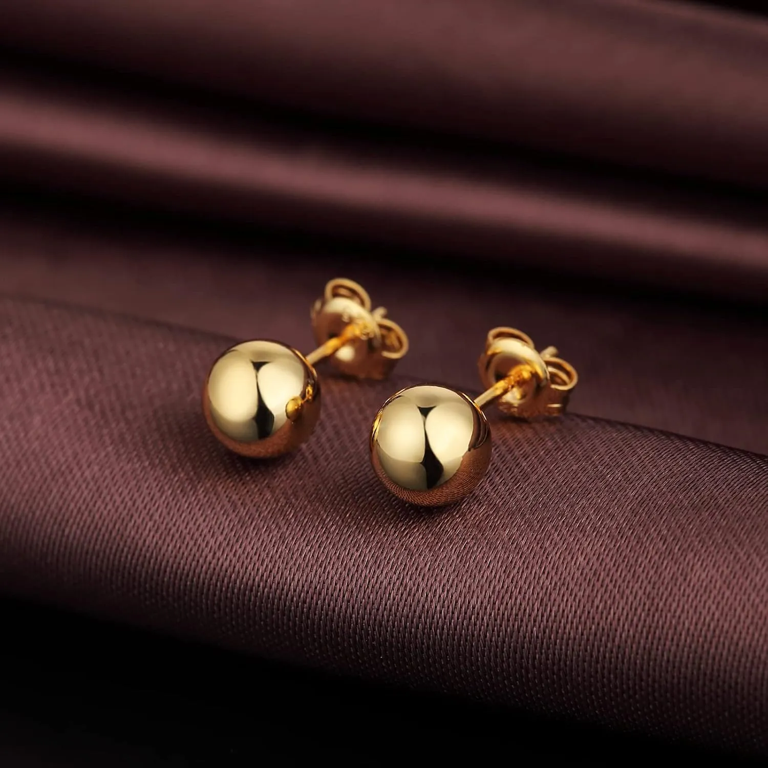 18k White Gold Plated Ball Earrings Polished Ball Stud Earrings 925 Sterling Silver Ball Stud Earrings Hypoallergenic Ball Earrings Studs