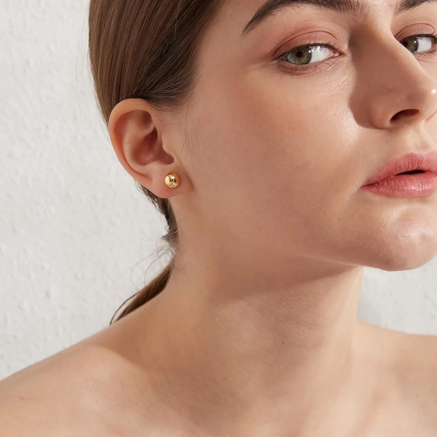 18k White Gold Plated Ball Earrings Polished Ball Stud Earrings 925 Sterling Silver Ball Stud Earrings Hypoallergenic Ball Earrings Studs