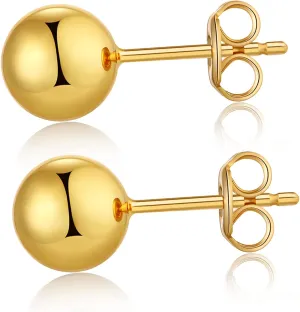 18k White Gold Plated Ball Earrings Polished Ball Stud Earrings 925 Sterling Silver Ball Stud Earrings Hypoallergenic Ball Earrings Studs