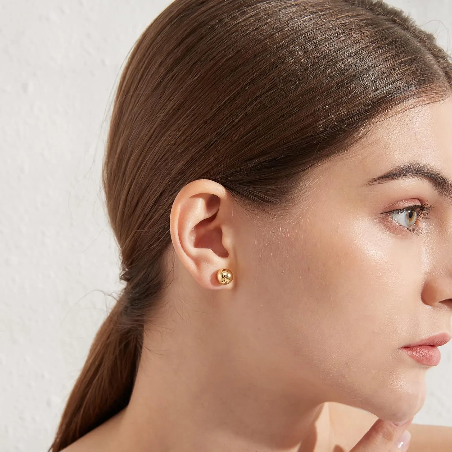 18k White Gold Plated Ball Earrings Polished Ball Stud Earrings 925 Sterling Silver Ball Stud Earrings Hypoallergenic Ball Earrings Studs