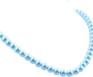 1920s Imitation Pearl Necklace Baroque Strands Short Dainty Choker Colorful Round Pearl Choker for Women Jewelry Gifts-light blue