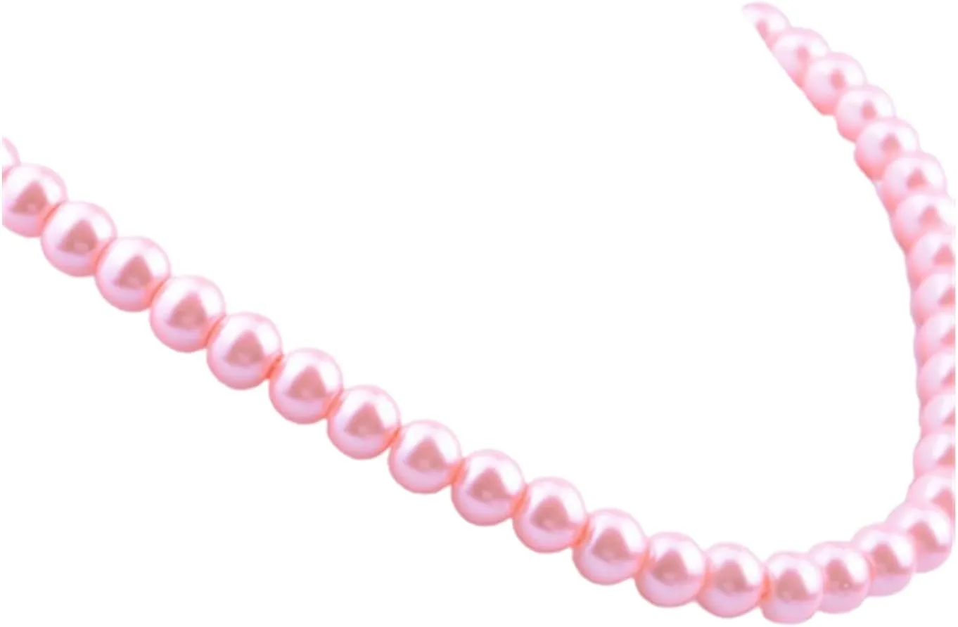 1920s Imitation Pearl Necklace Baroque Strands Short Dainty Choker Colorful Round Pearl Choker for Women Jewelry Gifts-pink