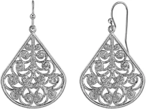 1928 Jewelry Teardrop Vine Filigree Drop Earrings For Women, Fish Hook
