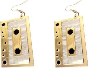 1980s Fashion Acrylic Magnetic Tape Earrings for 80s Party Women Punk Retro Cassette Crush Colorful Drop Dangle