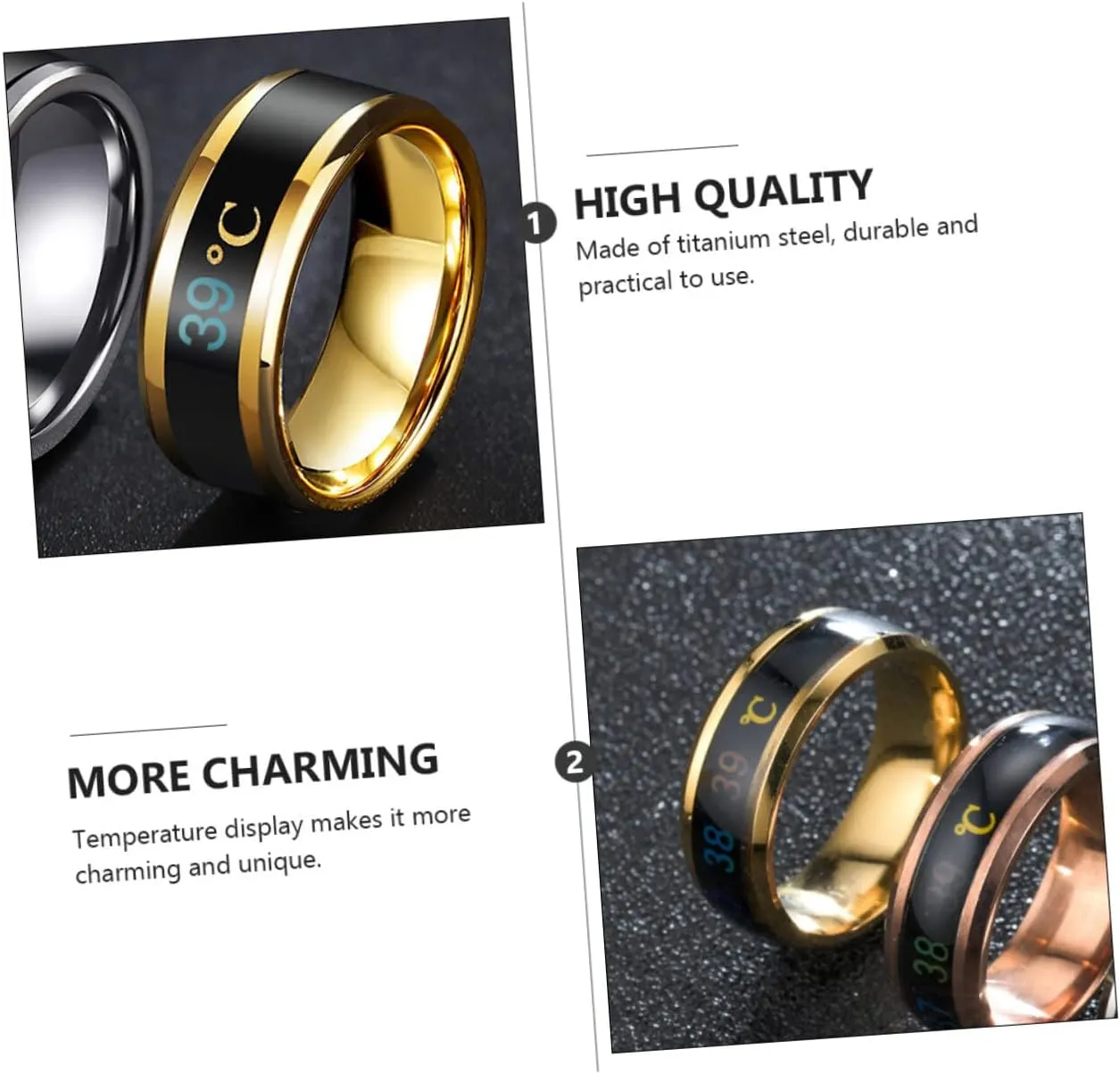 1pc Couple Ring Mens Silicone Wedding Band Men Wedding Band Ring Steel Band Ring Rings for Men Mood Changing Ring Intelligent Steel Belt Stainless Steel Man