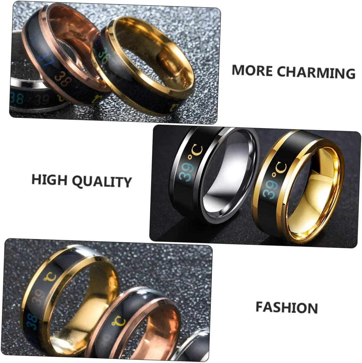 1pc Couple Ring Mens Silicone Wedding Band Men Wedding Band Ring Steel Band Ring Rings for Men Mood Changing Ring Intelligent Steel Belt Stainless Steel Man