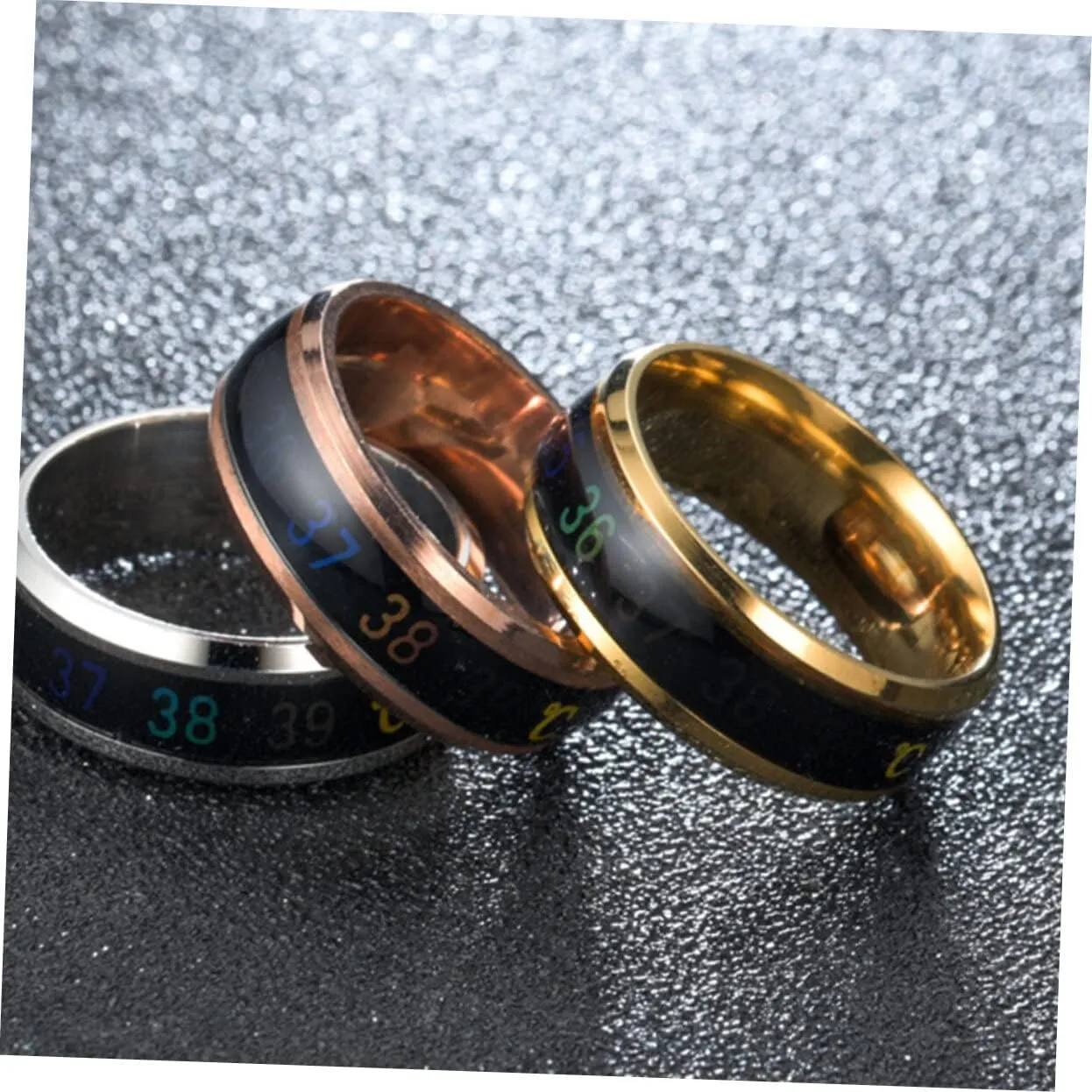 1pc Couple Ring Mens Silicone Wedding Band Men Wedding Band Ring Steel Band Ring Rings for Men Mood Changing Ring Intelligent Steel Belt Stainless Steel Man