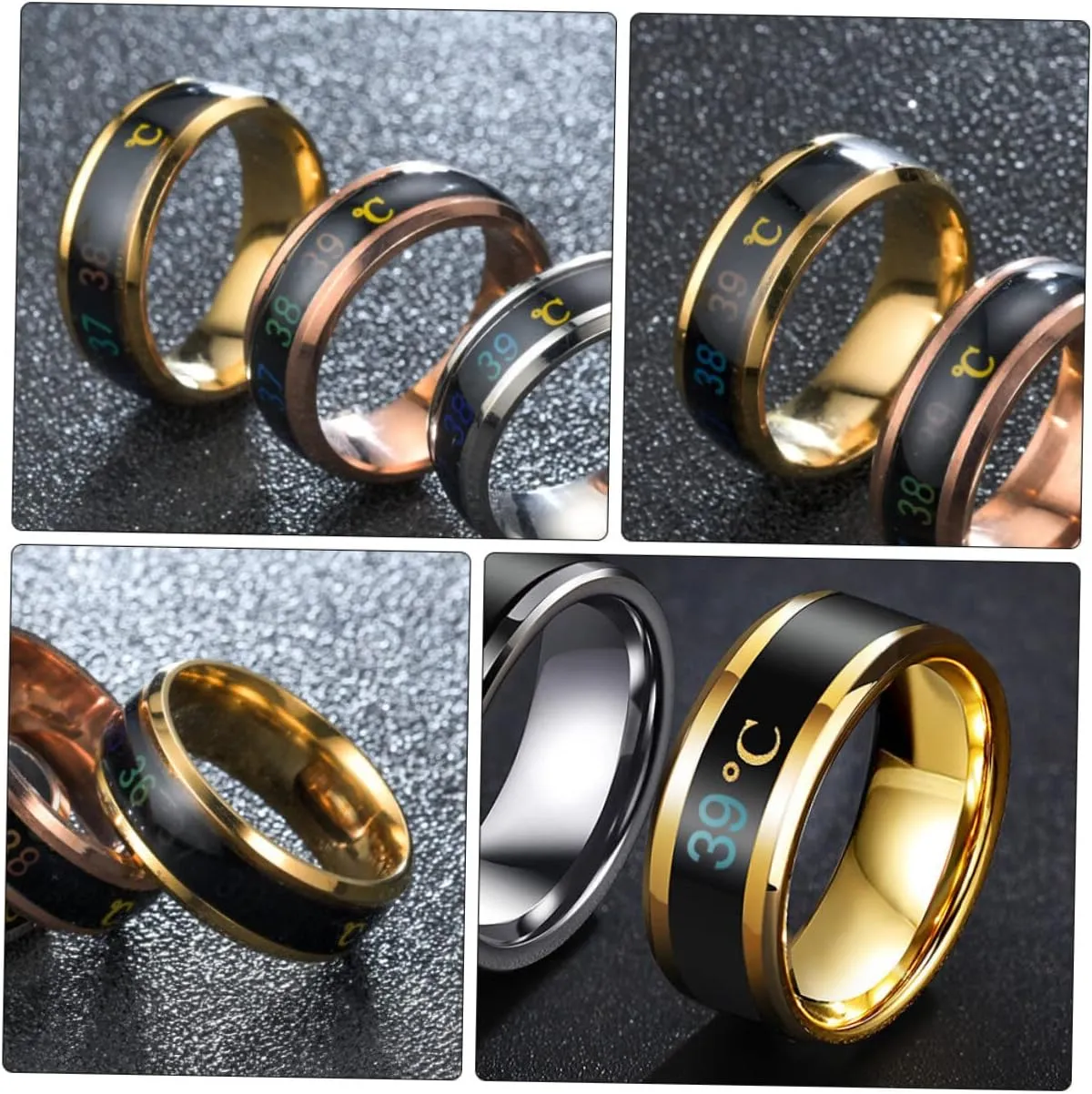 1pc Couple Ring Mens Silicone Wedding Band Men Wedding Band Ring Steel Band Ring Rings for Men Mood Changing Ring Intelligent Steel Belt Stainless Steel Man