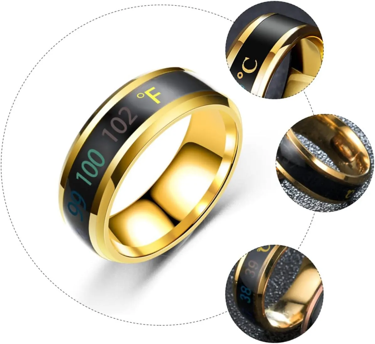 1pc Couple Ring Mens Silicone Wedding Band Men Wedding Band Ring Steel Band Ring Rings for Men Mood Changing Ring Intelligent Steel Belt Stainless Steel Man