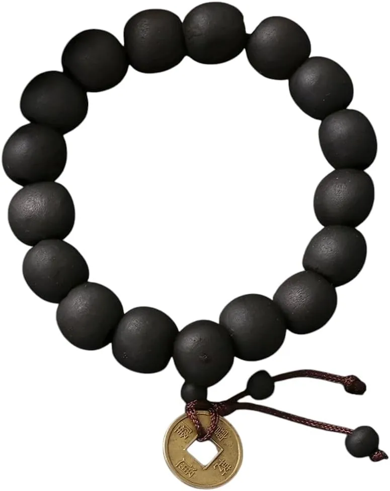 1Pc Wood Bead New Buddha Bracelet Buddhist Bangle Prayer Beads Copper Coin Women Men Lucky Religion Bracelets Charm Jewelry