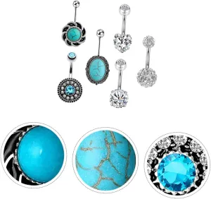 1Set Zircon Belly Button Rings Creative Navel Jewelry for Women Zircon No Discoloration Piercings Present for