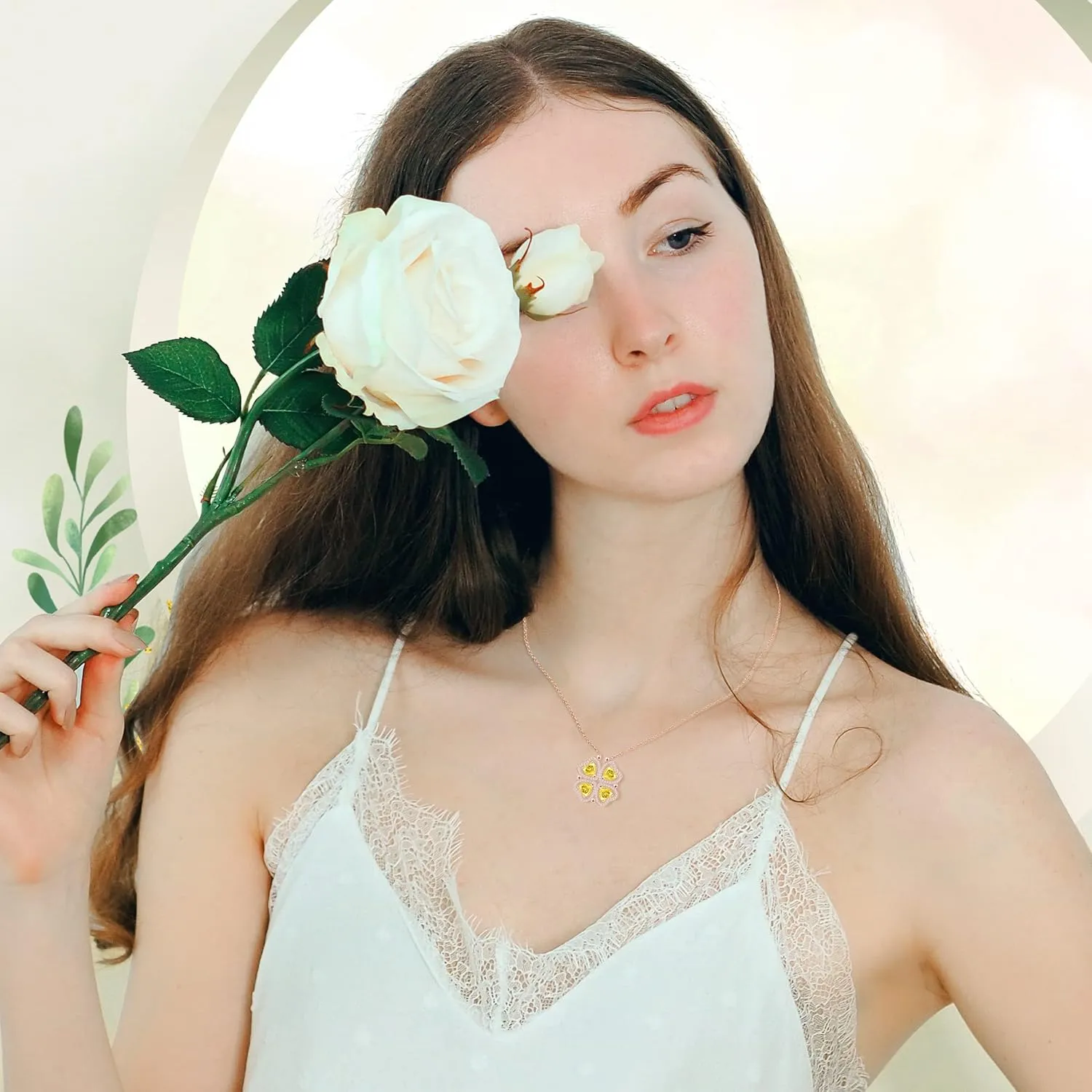2 IN 1 Lucky Four Leaf Clover Necklaces for Women, Shamrock CZ Birthstone folding Heart Necklace, Extendable & Foldable Jewelry Gifts