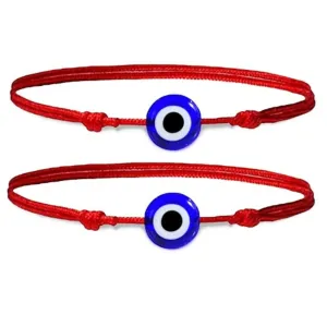(2-pack) Evil Eye Bracelets - Red String Bracelets Couples Gift - Lucky Eye Kabbalah Protection Adjustable Wristbands For Women Men Unisex Adult Husband Wife Gifts Boyfriend Girlfriend