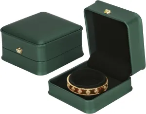 2 Pieces Bracelet Necklace Gift Box, Premium PU Leather Jewellry Bangle Storage Display Holder Case for Wedding Engagement Birthday Anniversary Ceremony for Women Girl (Green)