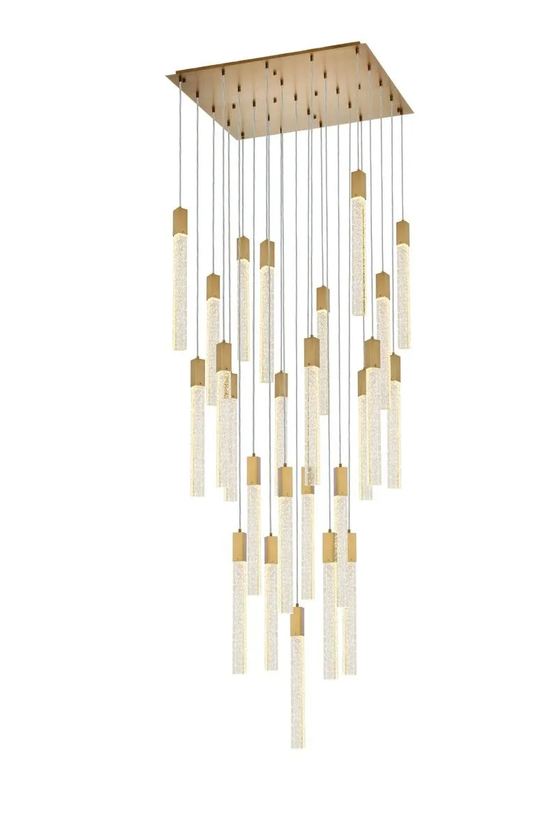 25 Light Pendant from the Weston Collection in Satin Gold Finish by Elegant Lighting