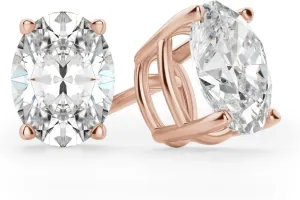 2Ct Oval Cut Diamond Stud Earrings 14K Gold Plated