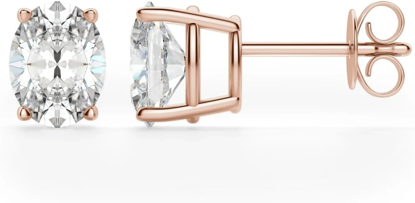 2Ct Oval Cut Diamond Stud Earrings 14K Gold Plated
