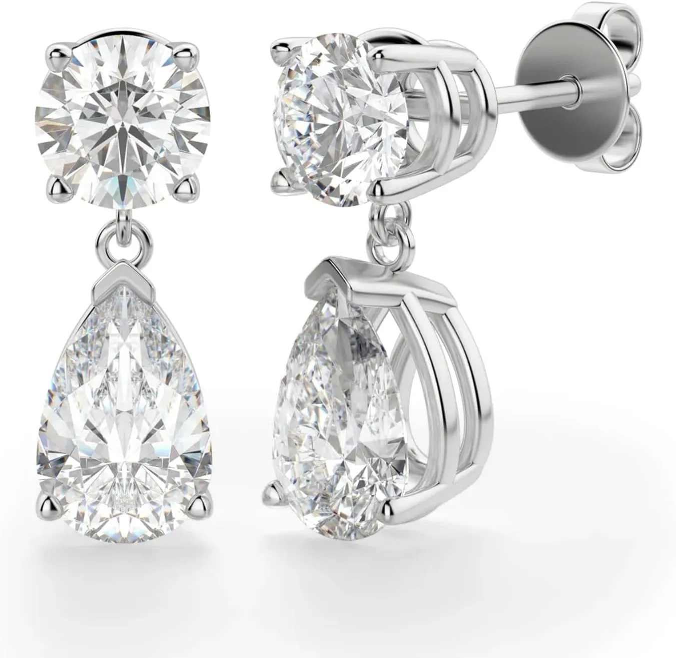 2Ct Pear Cut Diamond Drop Earrings 14K Gold Plated